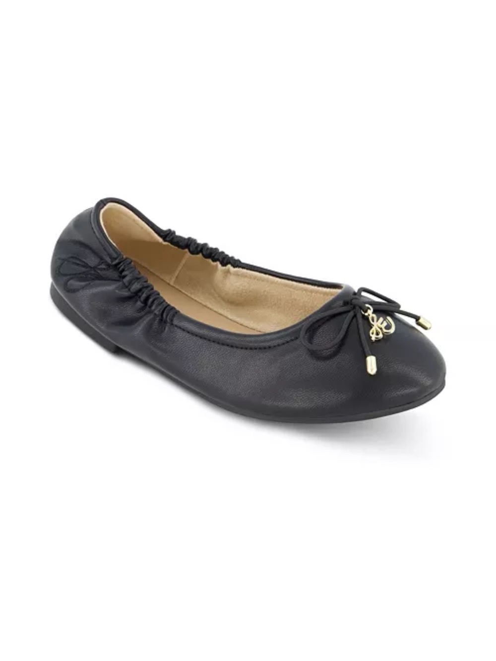 Sam Edelman Girls Felicia Black Leather Ballet Flats with Bow and Charm size 13